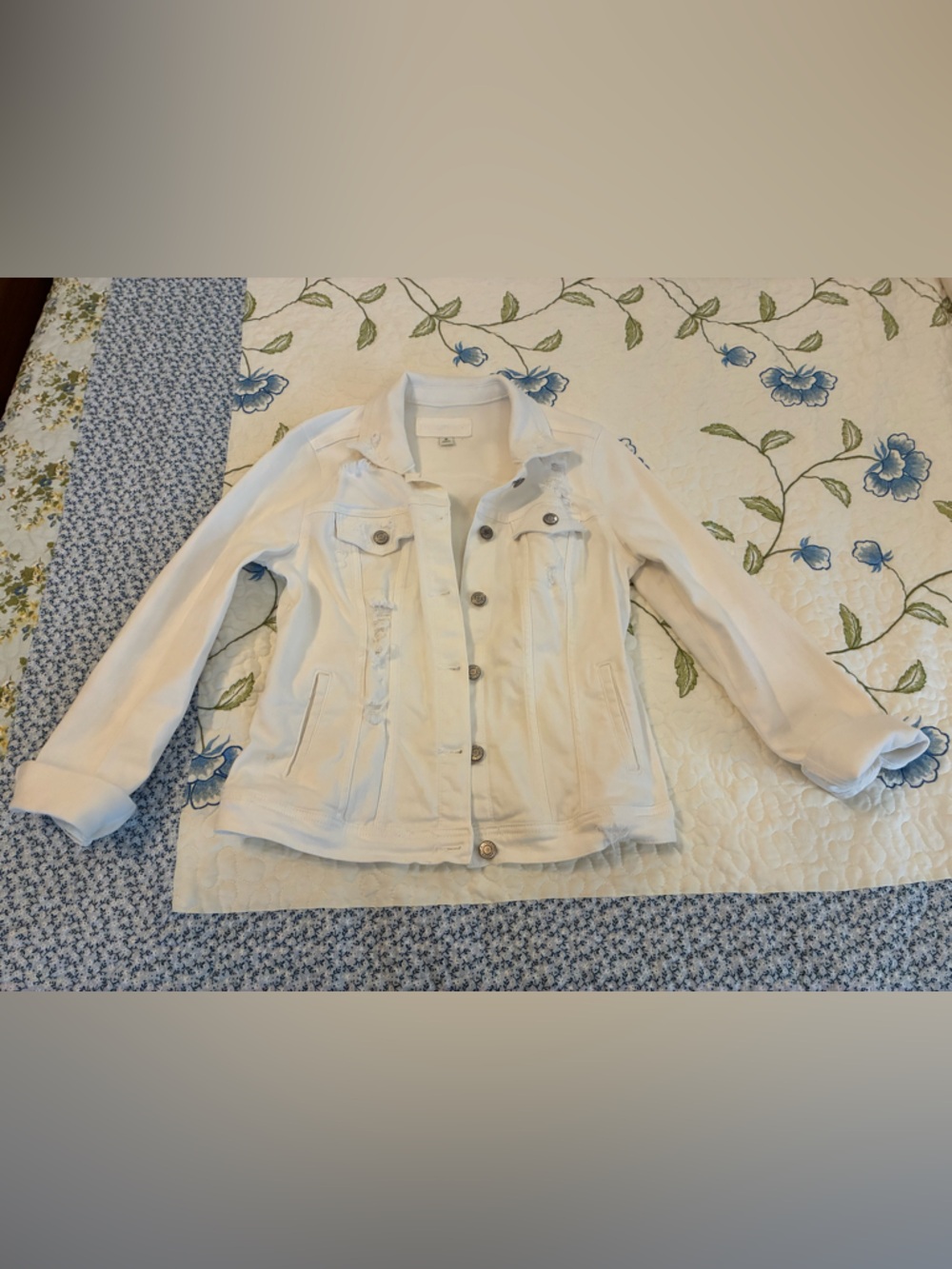 Women’s Maurice’s Brand White Denim Distressed Jacket - Classic Lightweight